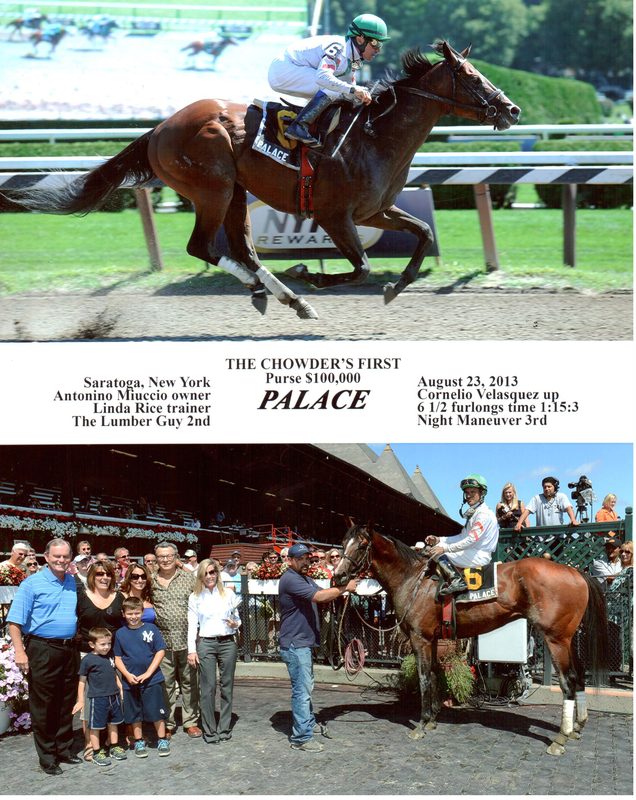 Winner’s circle photo: Palace, Aug 23, 2013