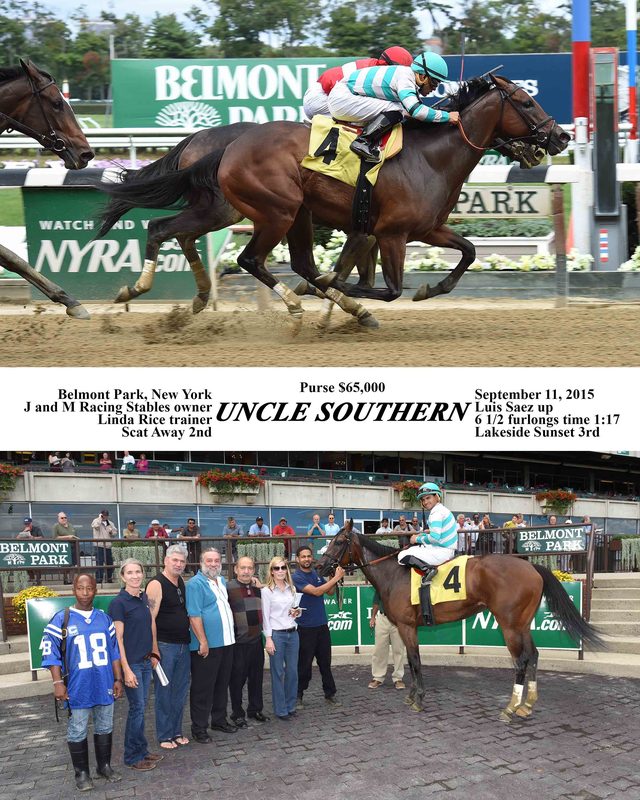 Winner’s circle photo: Uncle Southern, Sep 11, 2015