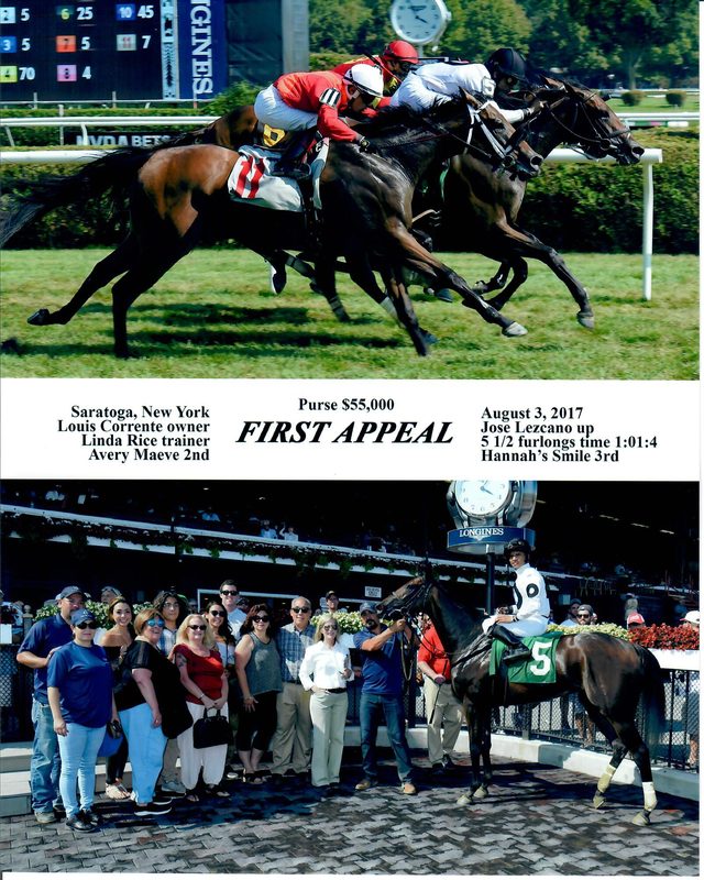 Winner’s circle photo: First Appeal, Aug 3, 2017