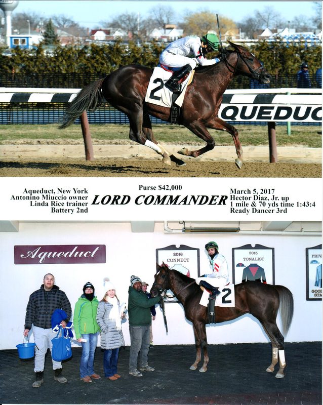 Winner’s circle photo: Lord Commander, Mar 5, 2017