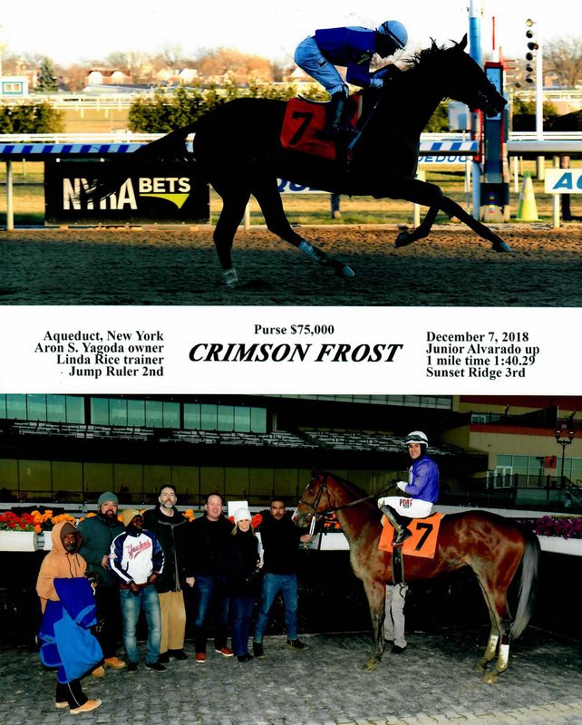 Winner’s circle photo: Crimson Frost, Dec 7, 2018