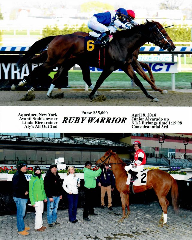 Winner’s circle photo: Ruby Warrior, Apr 8, 2018